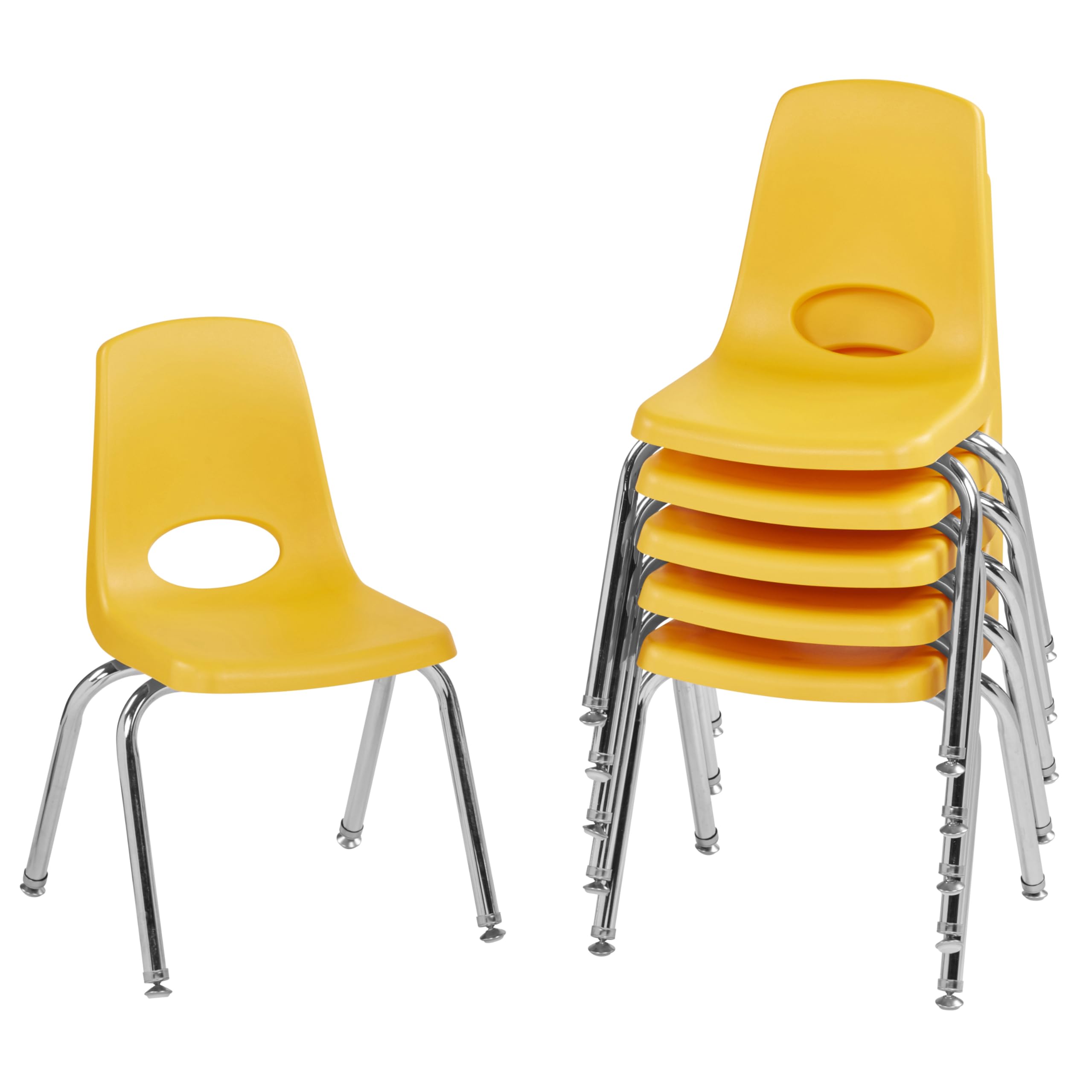 FDP 14" School Stack Chair with Swivel Glides, Yellow, 6-Pack, 10364-YE