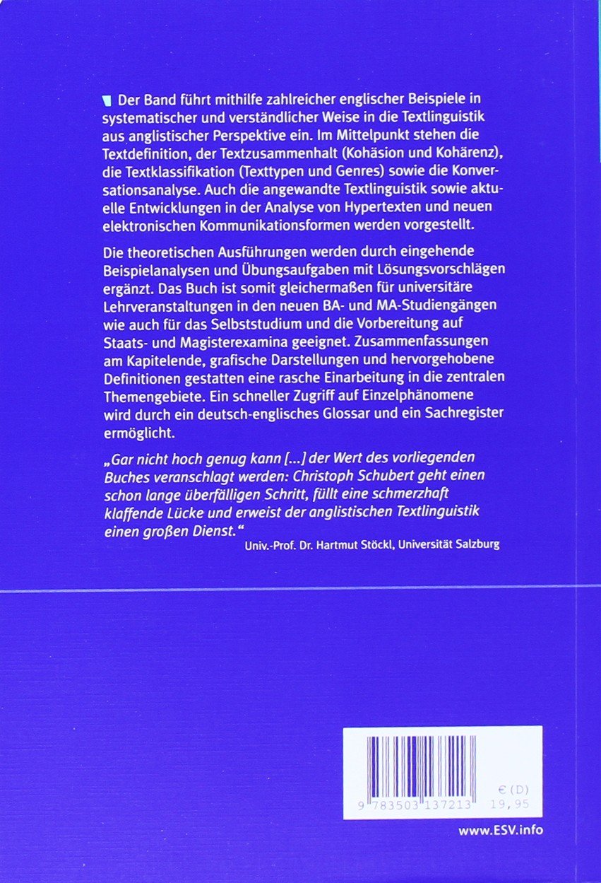 Englische Textlinguistik: Eine Einführung (Grundlagen der Anglistik und Amerikanistik)