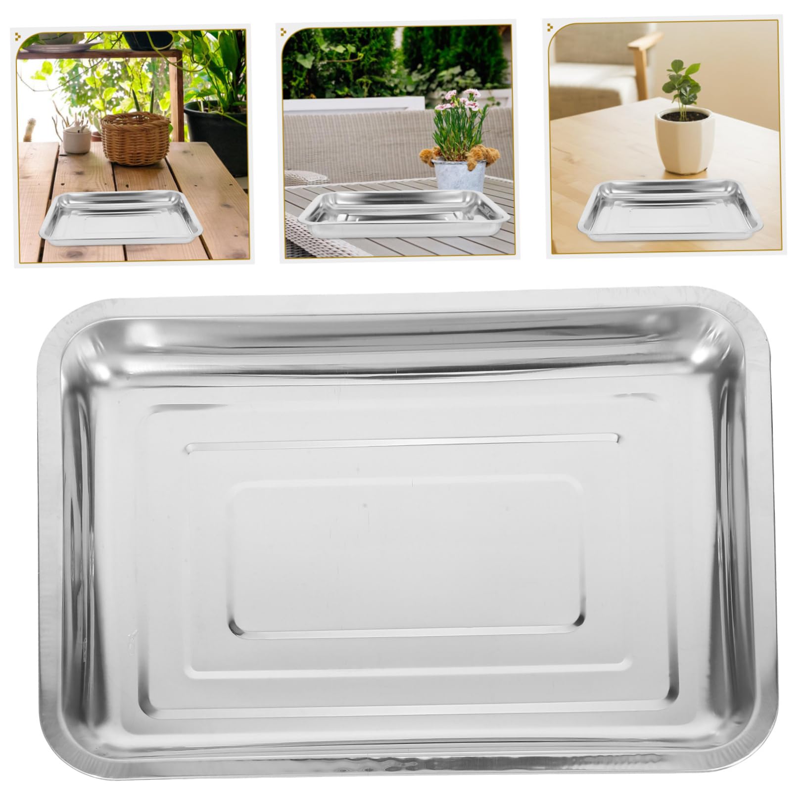 Vassoio per Germinazione Semi in Acciaio Inox, Set 4 Pezzi Argento