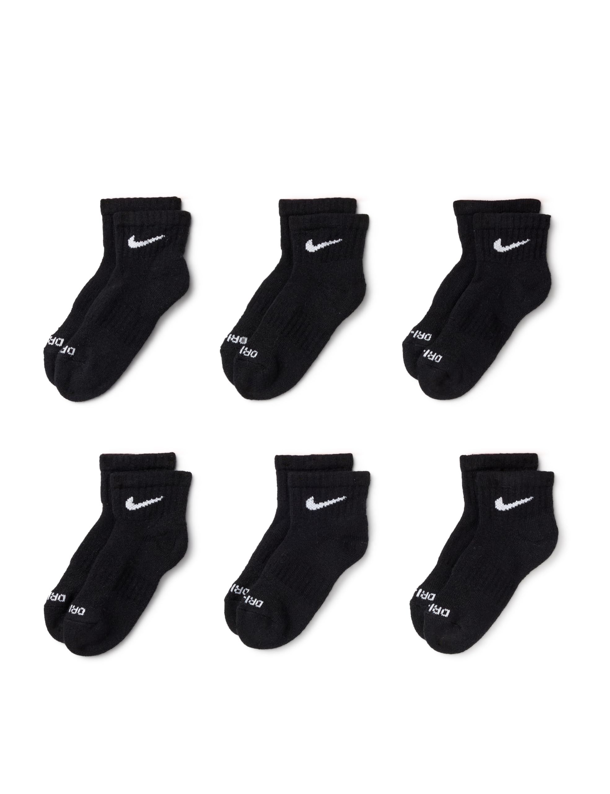 NIKE Unisex Kids Un0018 Quarter 6 Pairs Eu 27-35 SOCKS, Black, 5 Years EU