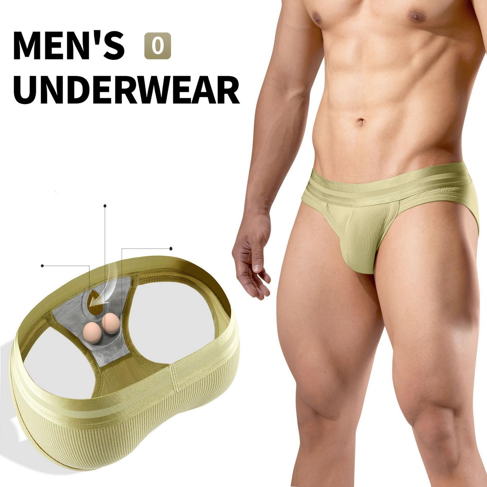 Ropa interior sexy transpirable para hombre, ropa interior con bolsa de separación