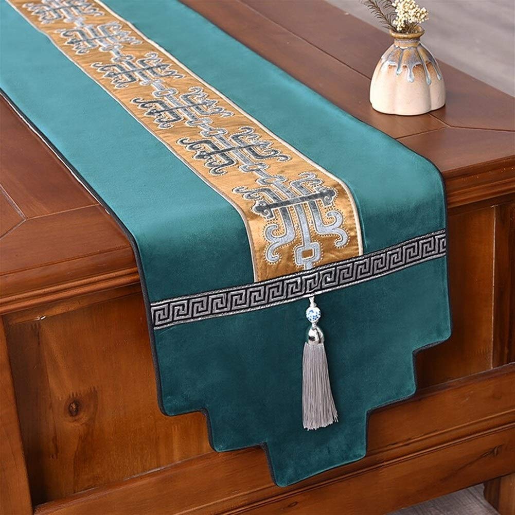 Elegancki i luksusowy Luksusowe nowoczesne biegacze stołowe domowe dekoracyjne na wesele Strona główna Hotel Patchwork Haftowane aksamitne biegacze stołowe, 4 kolory Prezenty świąteczne
