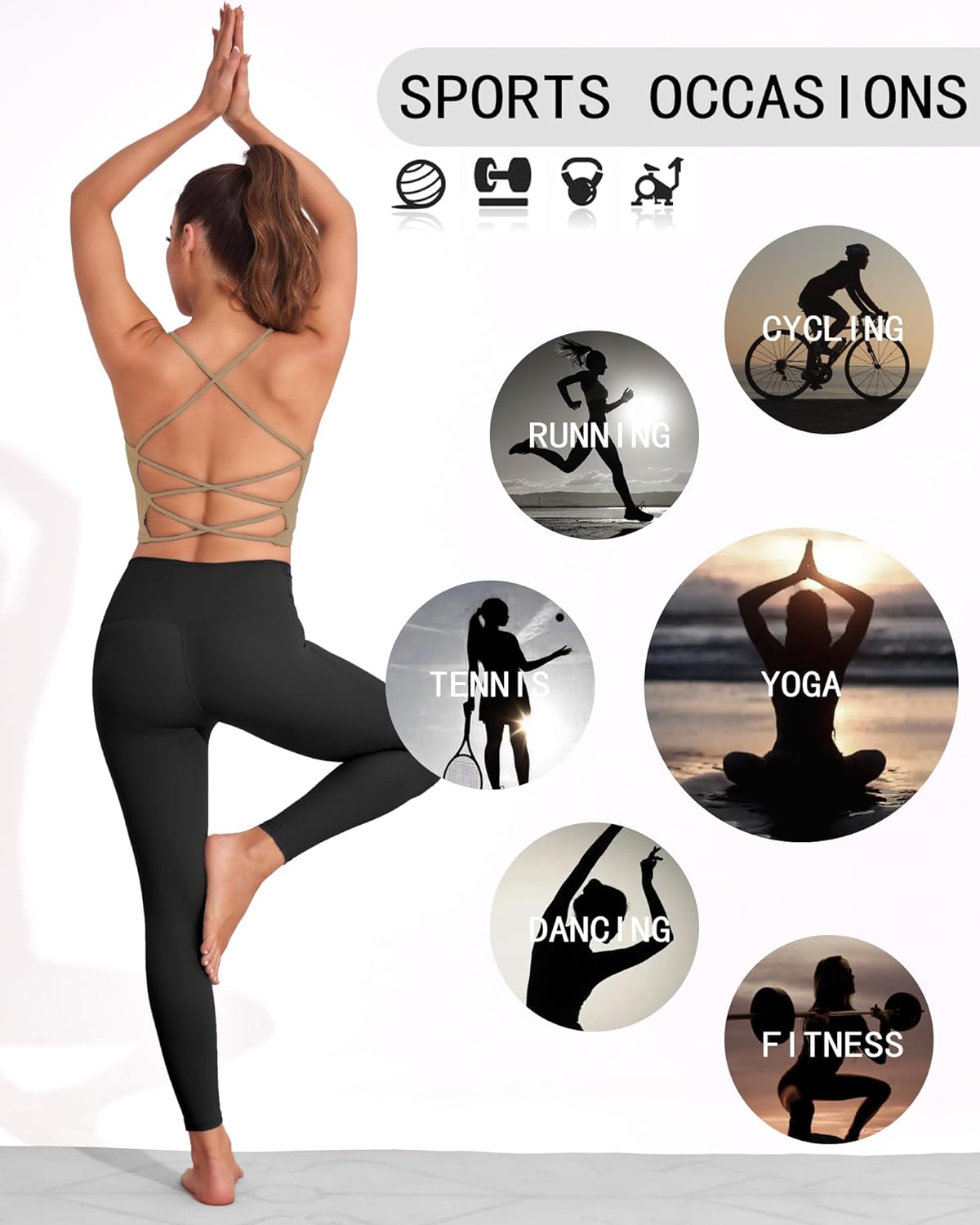 DaiLiWei Strappy Sports Bras for Women High Support Longline Open Back Workout Tops Padded Cross Yoga Crop Tank Built in Bra - Image 8