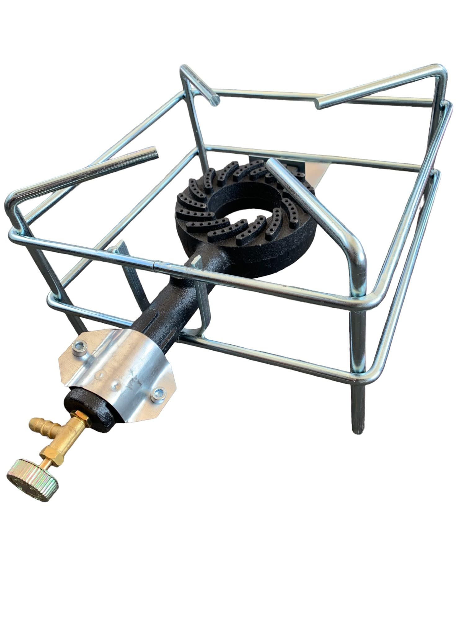 Fornellone a Gas GPL in Acciaio Cromato per Cucina, Campeggio, Giardino e Barbecue, Regolabile (40x40 cm)