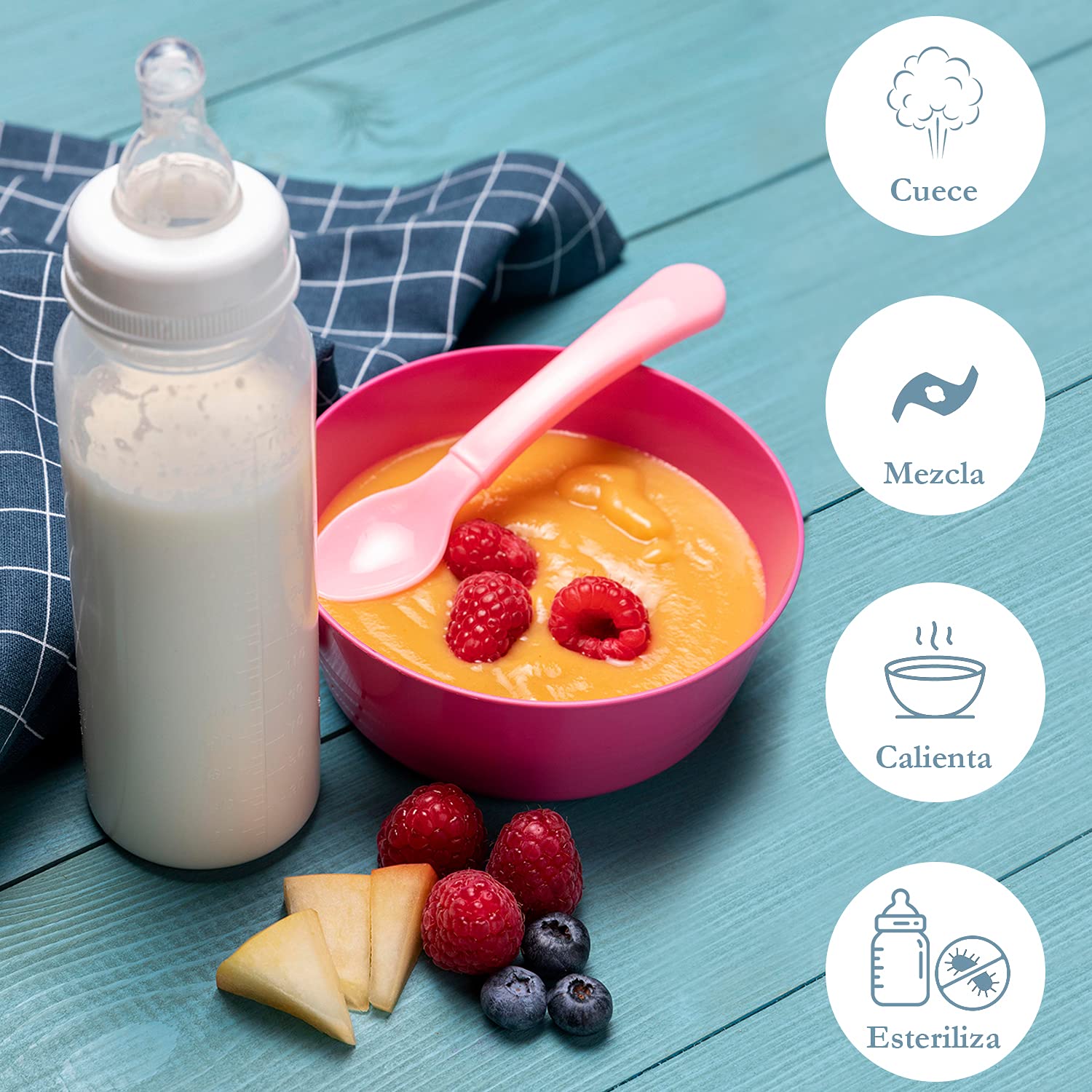 Baby Chef - NUEVO 2023 - Procesador de alimentos 4 en 1 para bebés - Vapor - Trituradora - Calienta biberones - Esterilizador y limpia biberones - Libre de BPA