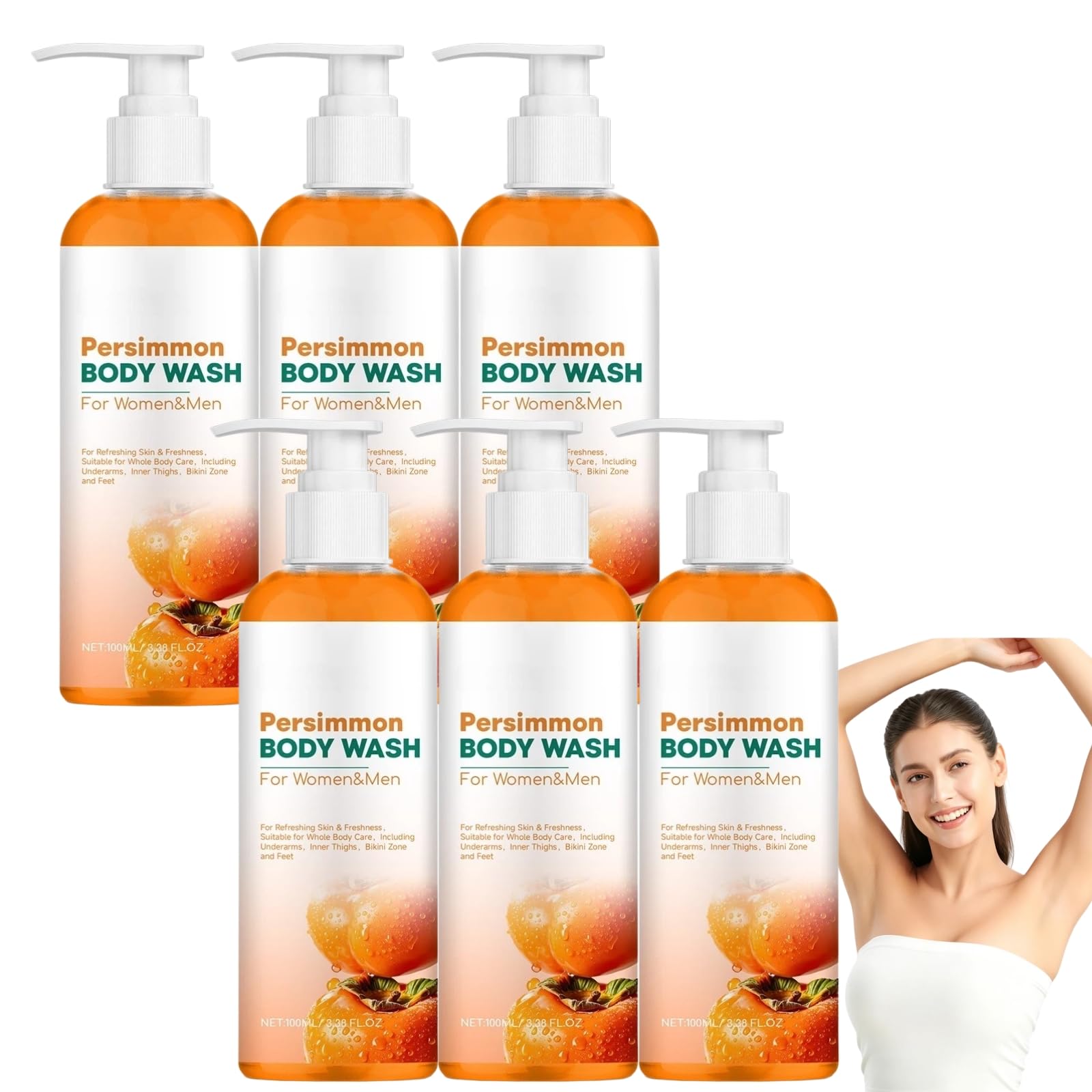 Gel doccia deodorante naturale al cachi, ideale per gli anziani, elimina gli odori del corpo e pulisce in profondità grazie all'olio di tea tree. Adatto per la zona intima (6p cs)