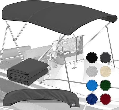 Lona universal de repuesto Bimini de 3 arcos, lona superior Bimini solo con funda de almacenamiento con cremallera, grado marino 900D, impermeable,