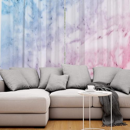 Miniatura 5 de FortuneHouse Blackout Curtains Thermal Insulated Marble Solid Pattern Metal Grommet Elegant Room Drapes Window Curtain for Bedroom Living Room 52x63