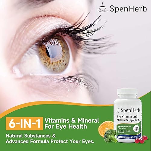 Miniatura 5 de Suplemento vitamínico y mineral para los ojos, soporte visual 240 geles suaves veganos, contiene luteína, zeaxantina, vitamina C y E, zinc, cobre,