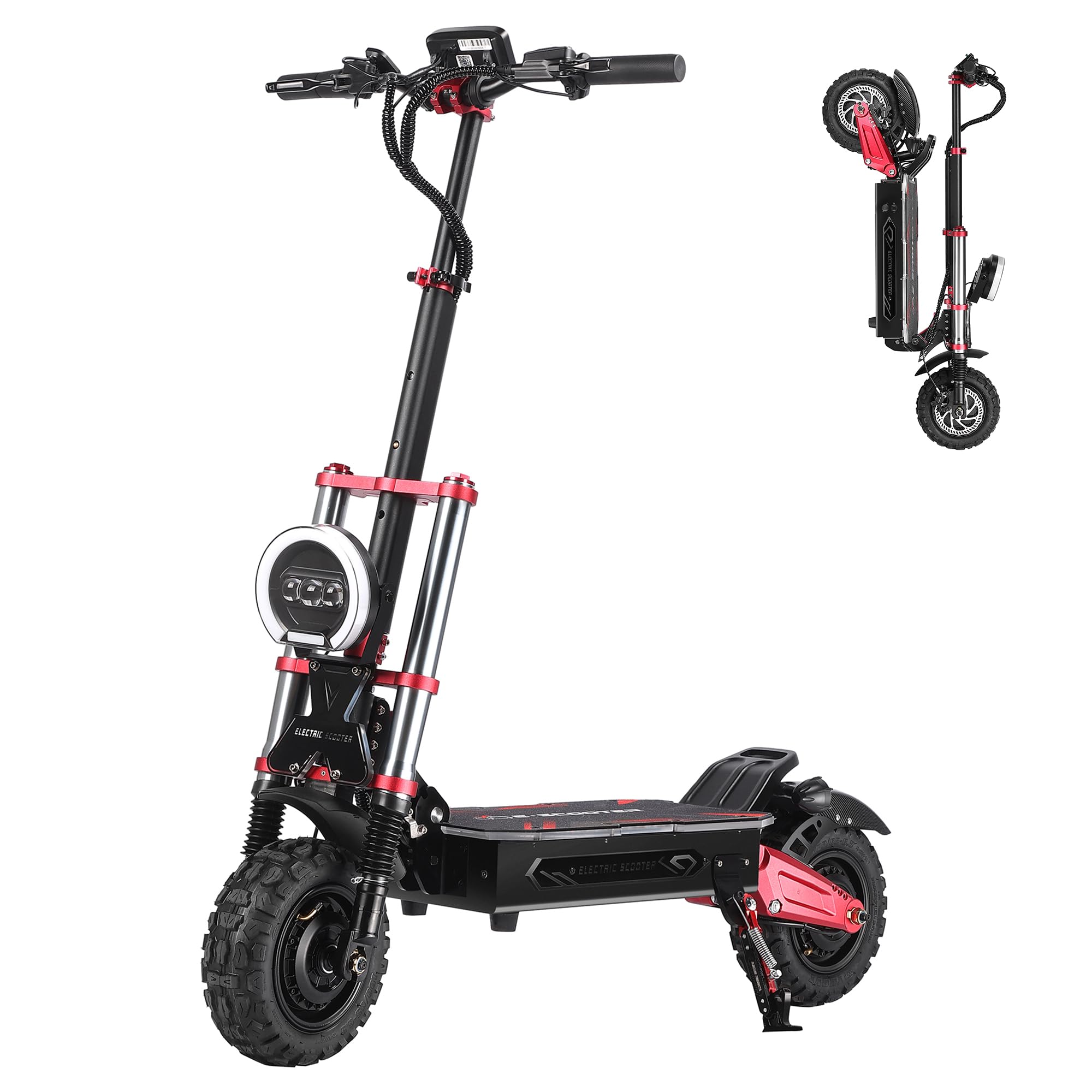 TRANZEN Adult Electric Scooter 11-inch All-Terrain Vacuum Tires 60V6000 Watt Dual Motor Dual Suspension 55 MPH Top Speed