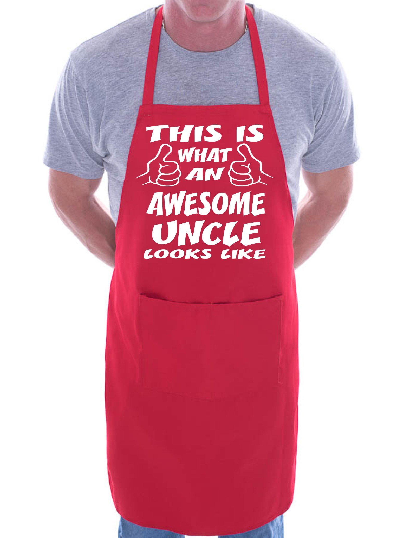 Print4U This Is What Awesome Uncle BBQ Cooking Funny Novelty Apron Red