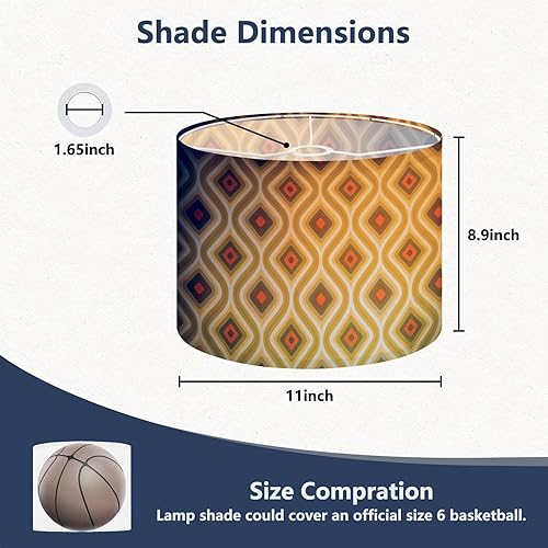 Miniatura 2 de Drum Lamp Shade funky retro 70s psychedelic pictures Lampshade for Floor Lamps Table Lamps Pendant Light 11"x8.9" Replacement Linen Large Lamp