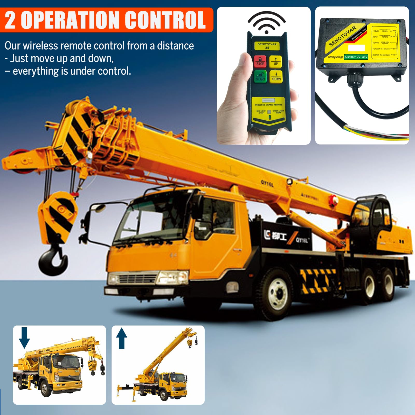 Wireless Crane Remote Control 12-36V Dump Trailer Wireless Remote Accessories Wireless Winch Controller Up-Down Switch Control Station