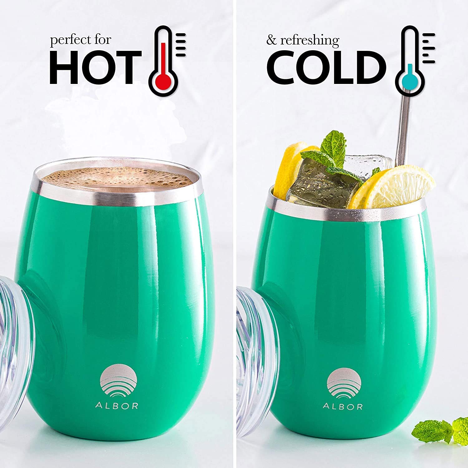 Albor Triple Insulated Wine Tumblers with Lids and Straws Emerald Wine  Tumbler Set (12 Oz, 4 Pack) : Amazon.sg: Home