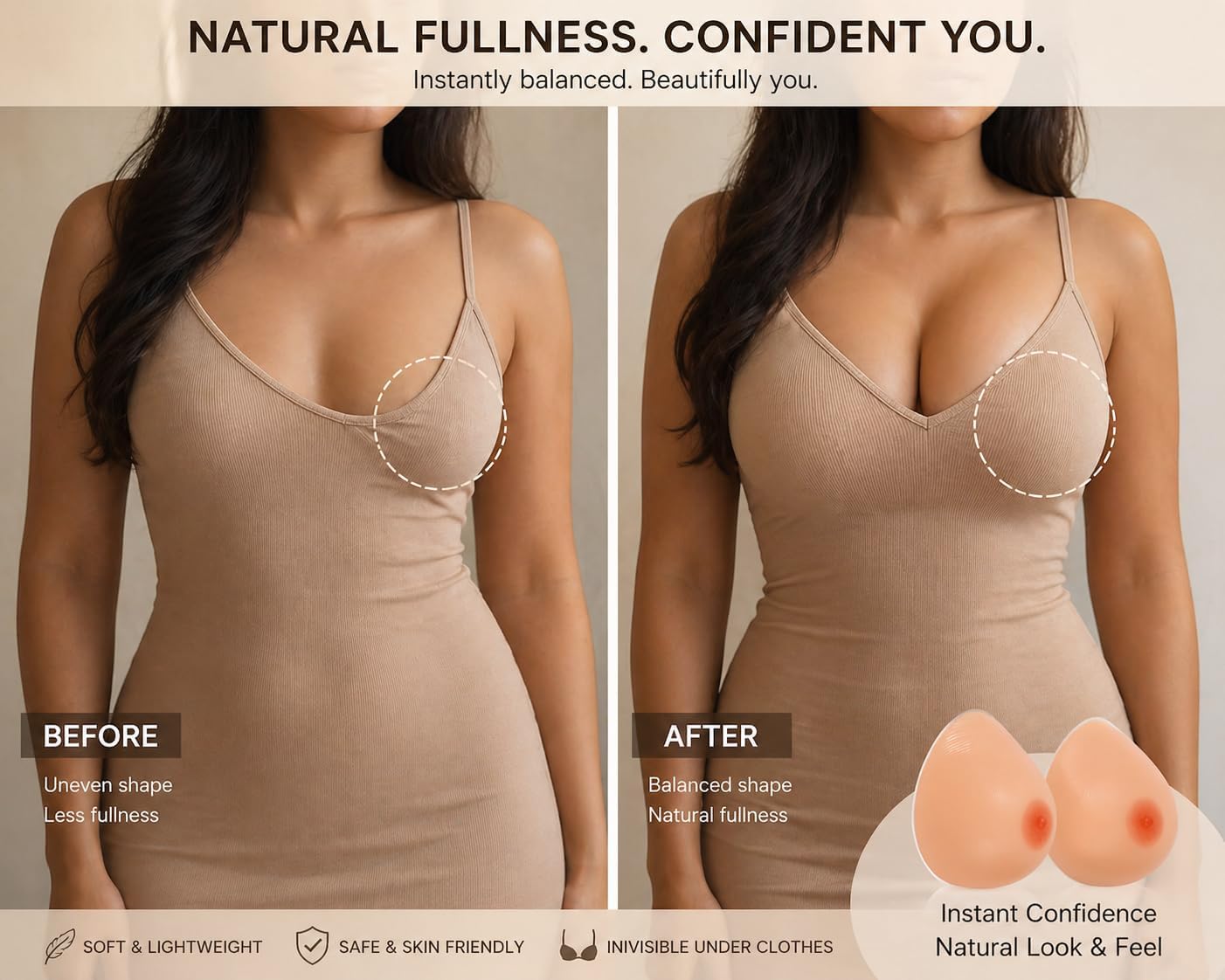 ENVY BODY SHOP Rounder Fuller Concave Back Tear Drop Silicone Breast Forms