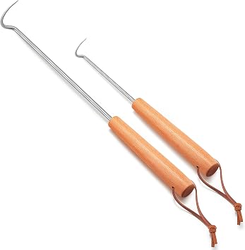 Leonyo Stainless Steel Pigtail Food Meat Hook Flippers, 2 Pack