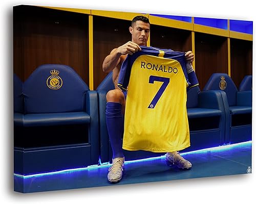 SpiritualHands Cristiano Ronaldo Soccer Superstar - Lienzo decorativo para pared, decoración colorida de la habitación del hogar, póster enmarcado