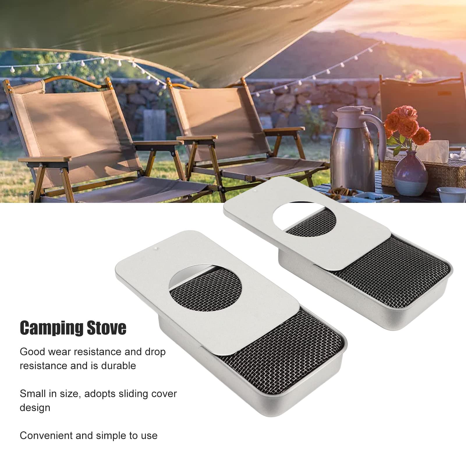Réchaud à Alcool Tiroir en Acier Inoxydable Mini Réchaud Portable pour Maison Pique-Nique Camping