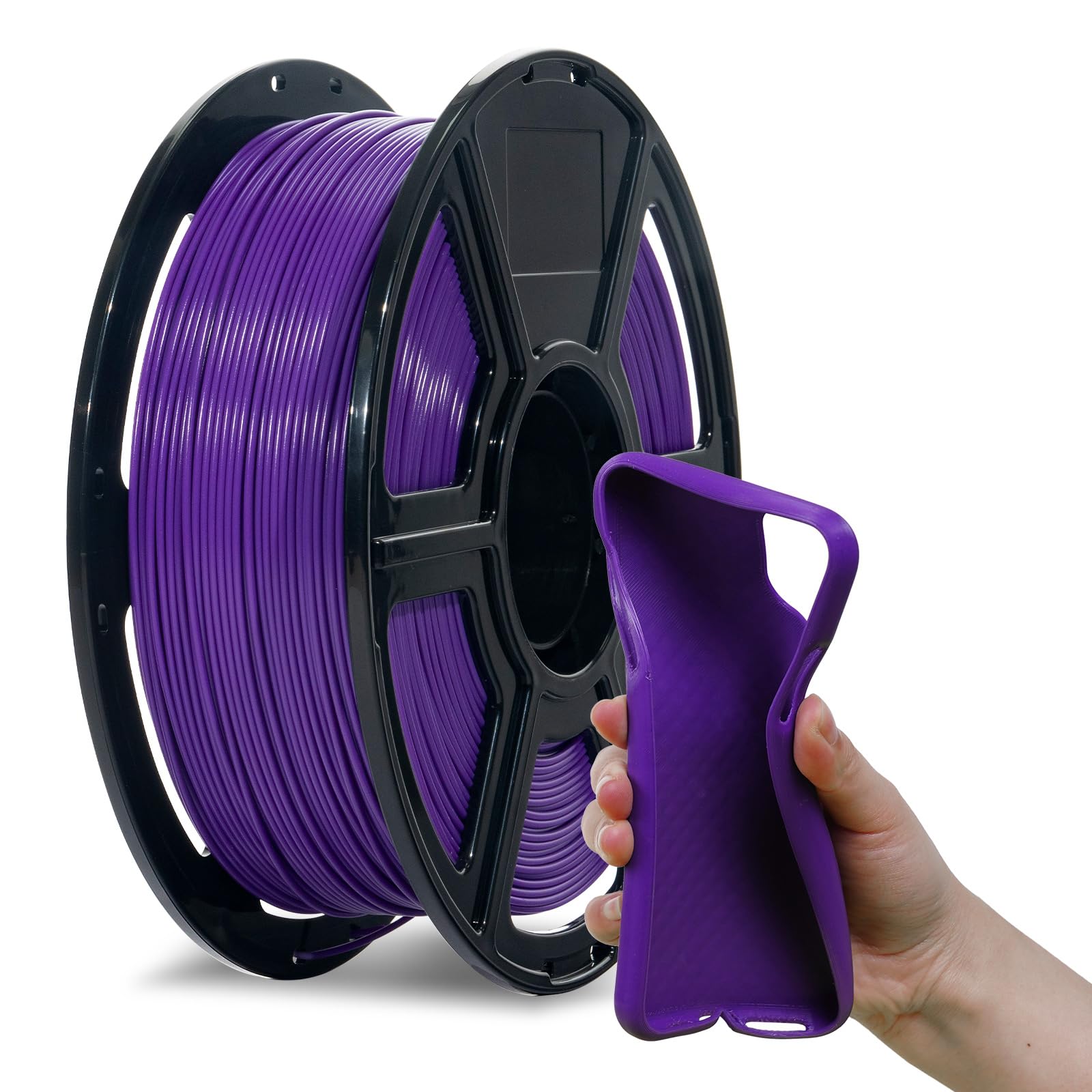 Flashforge Filamento per stampante 3D 1,75 mm, filamento per stampante 3D 1 kg di precisione dimensionale +/- 0,02 mm, rispettoso dell'ambiente, nessun fumo e nessun odore (viola, PLA flessibile)