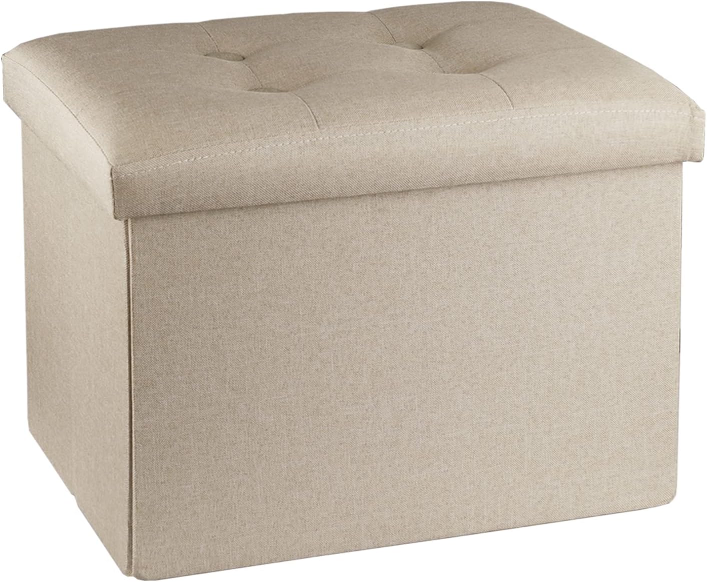 ALASDO Storage Ottoman Footrest Stool Small Ottoman with Storage Foldable Ottoman Foot Rest Footstool Bench for Living Room 17x13x13inches Beige 17*13*13inch Beige