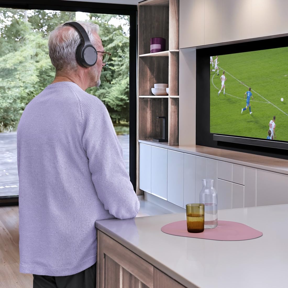 Hama Funkkopfhörer für TV, 2,4 GHz (kabelloser Kopfhörer für fernsehen ohne Audioverzögerung, 16 h Spielzeit, Over-Ear Kopfhörer mit Lautstärkeregler + 3 Modi, für Senioren und Hörgeschädigte) schwarz