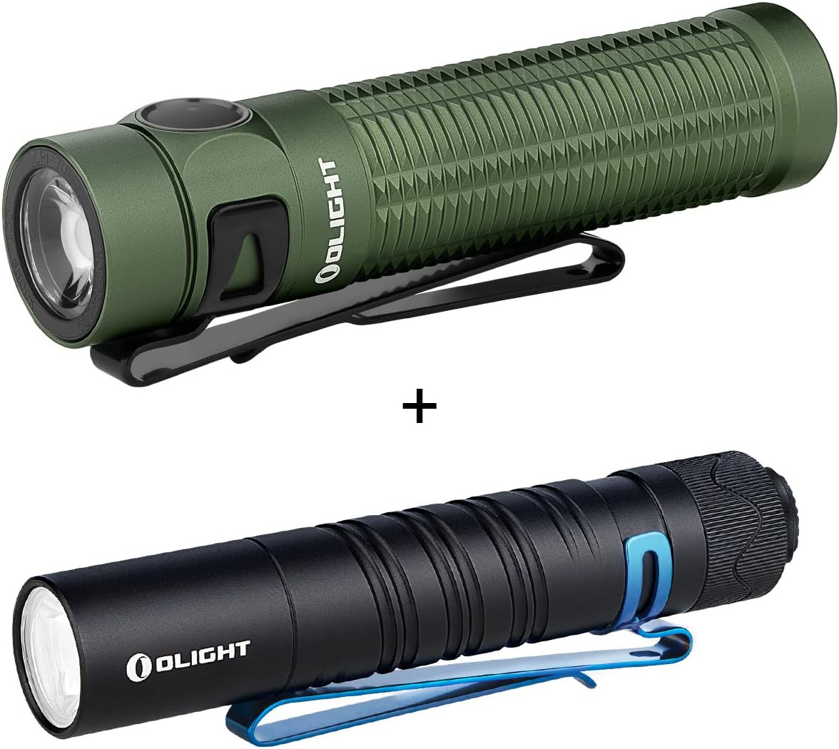 OLIGHT I5R EOS 350 Lumens Rechargeable TailSwitch LED Flashlight Bundle Baton3 Pro 1500 Lumens