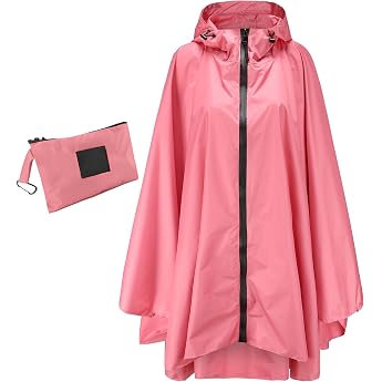 Jewlri Damen Wasserdicht Regenponcho Stilvoll Wiederverwendbar Rain Poncho Hiking Cycling Outdoor Mehrzweck Regenjacke mit Kapuze