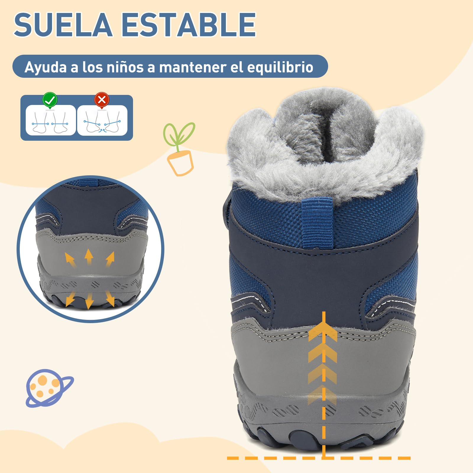 Mishansha Botas Nieves Niño Niña Antideslizante Azul 24EU | Cómodas, Cálidos, Resistente al agua, Trekking, Invierno, Caminar, Acampada, Zapatillas de Senderismo