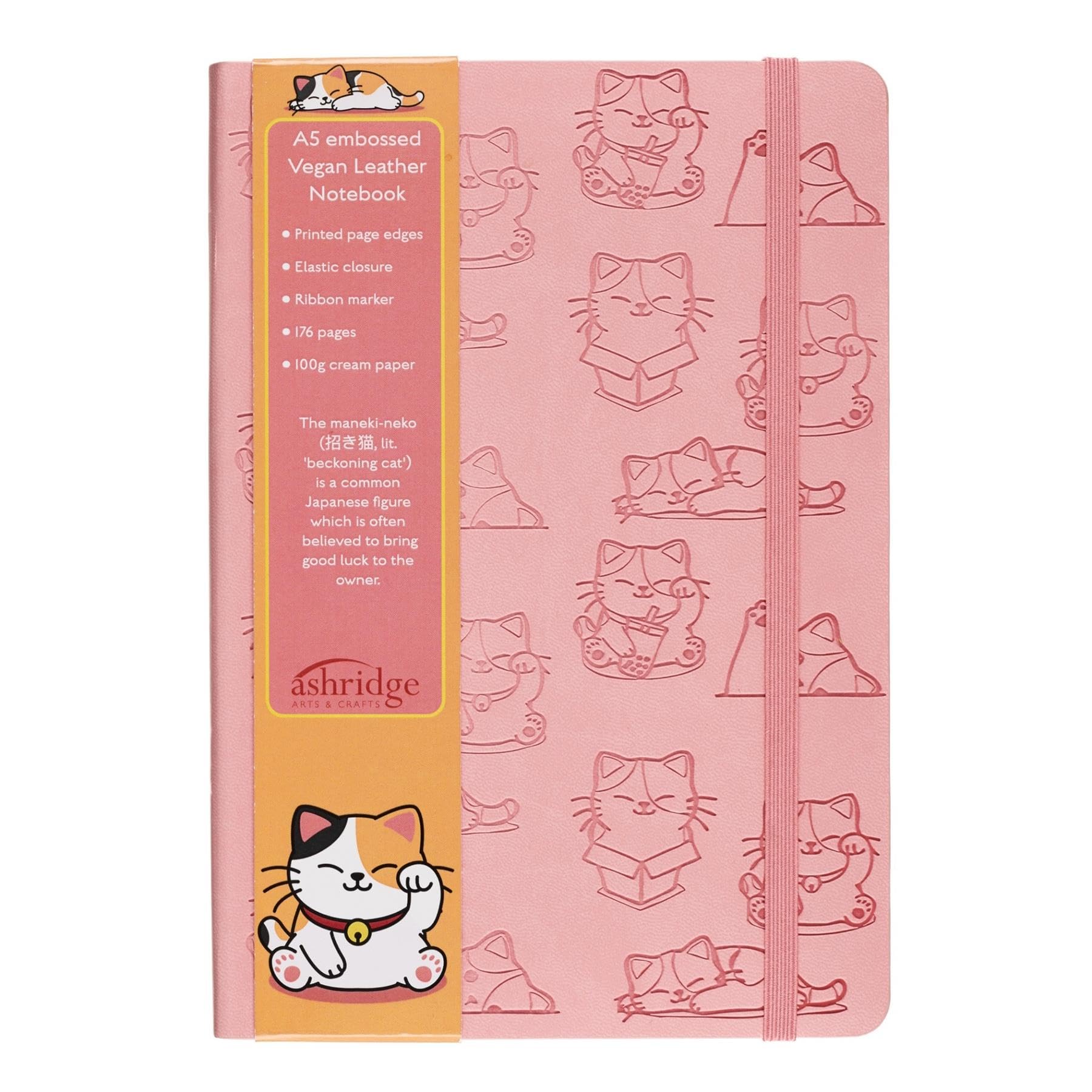 Ashridge A5 Embossed Lined Notebook – Lucky Cat