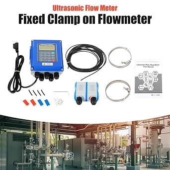 Portable Ultrasonic Flow Meter w/Transducers TUF-2000B + TM-1 Digital Wall Mounted Liquid Flowmeter Tester Fixed Clamp on Flowmeter IP67 Protection for Pipe Size DN32~DN6000mm