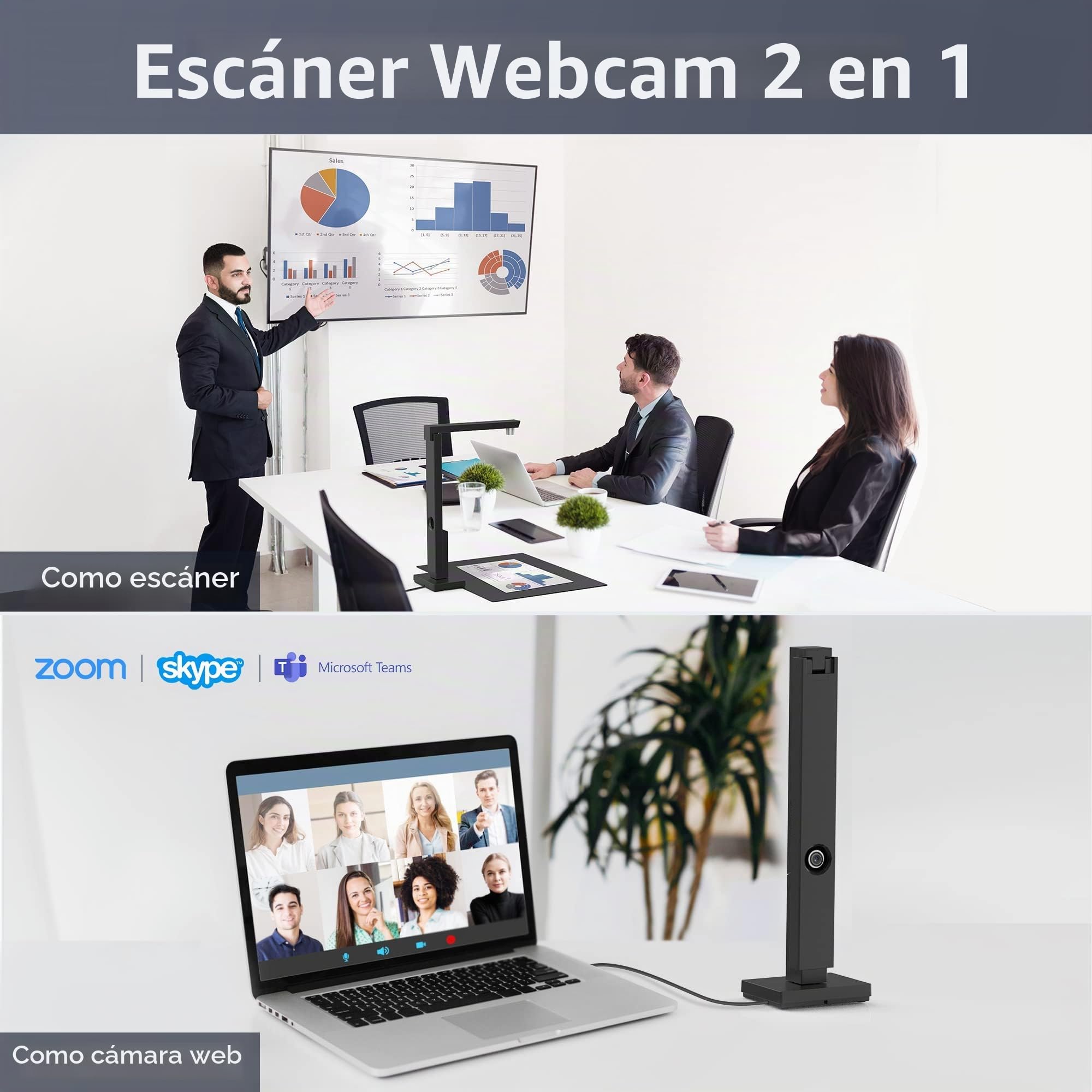 CZUR 8MP USB Cámara de Documentos y Visualizador, A4 Escáner Portátil de Documentos, para la Enseñanza y el Aula, Oficina en Casa, Compatible con Windows, macOS (Lens 800)