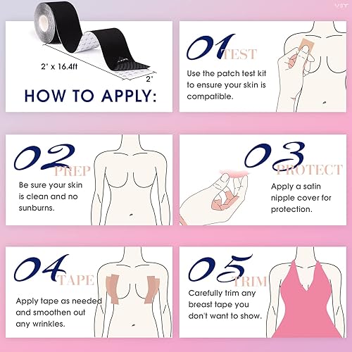 Miniatura 6 de VBT Cinta adhesiva para senos Cinta de levantamiento de senos, cinta corporal para levantamiento de senos con sujetador adhesivo reutilizable de