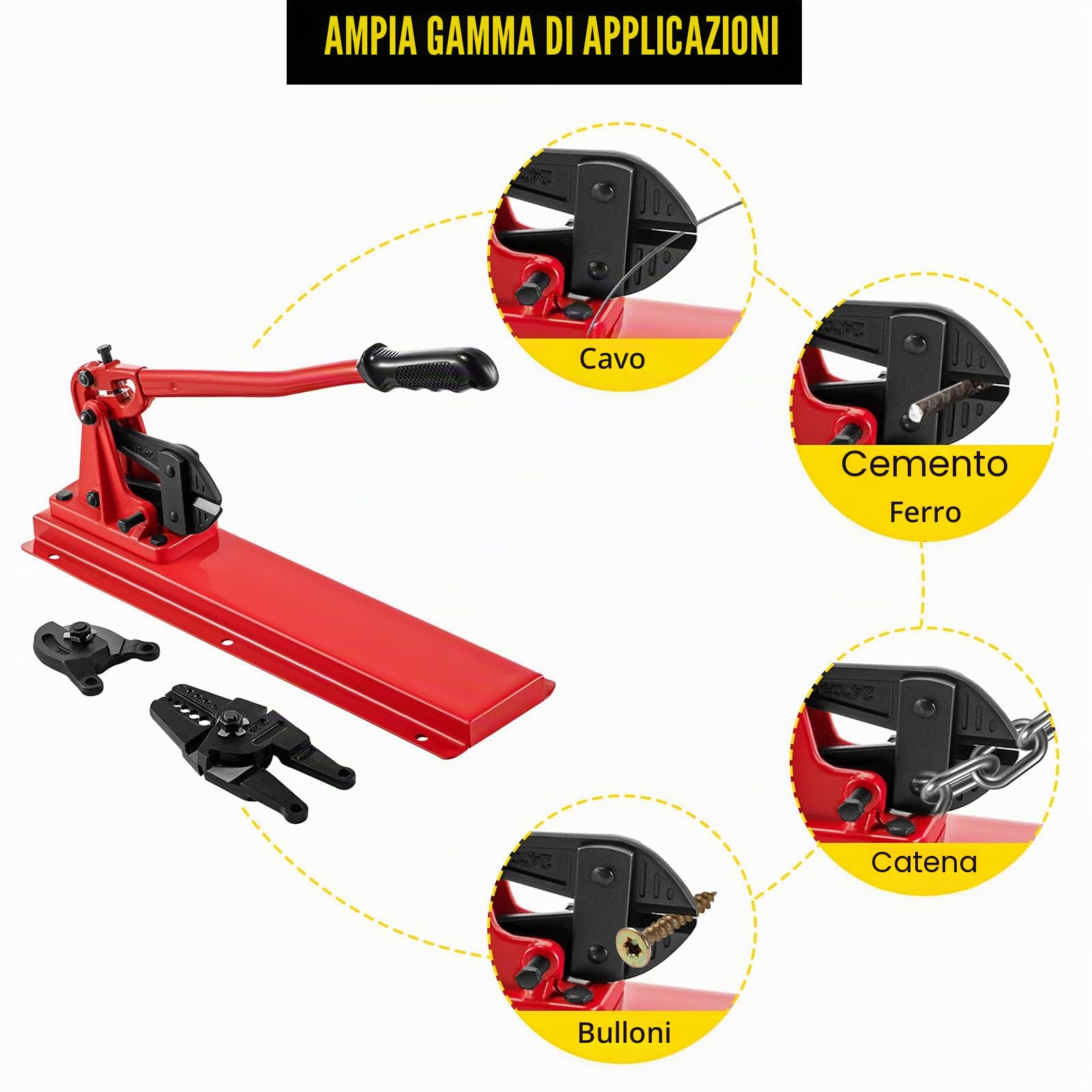 VEVOR Utensile da tavolo da 24 pollici, pinza crimpatrice con pinza per cavi, testa crimpatrice da tavolo 1/16-3/16 pollici in acciaio legato per funi metalliche da 1/2 pollici