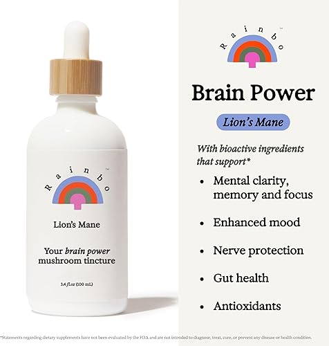 Miniatura 2 de Rainbo Paquete de productividad, extracto de hongo de melena de león + tintura de hongo Cordyceps, tinturas diarias de hongos de doble extracto para