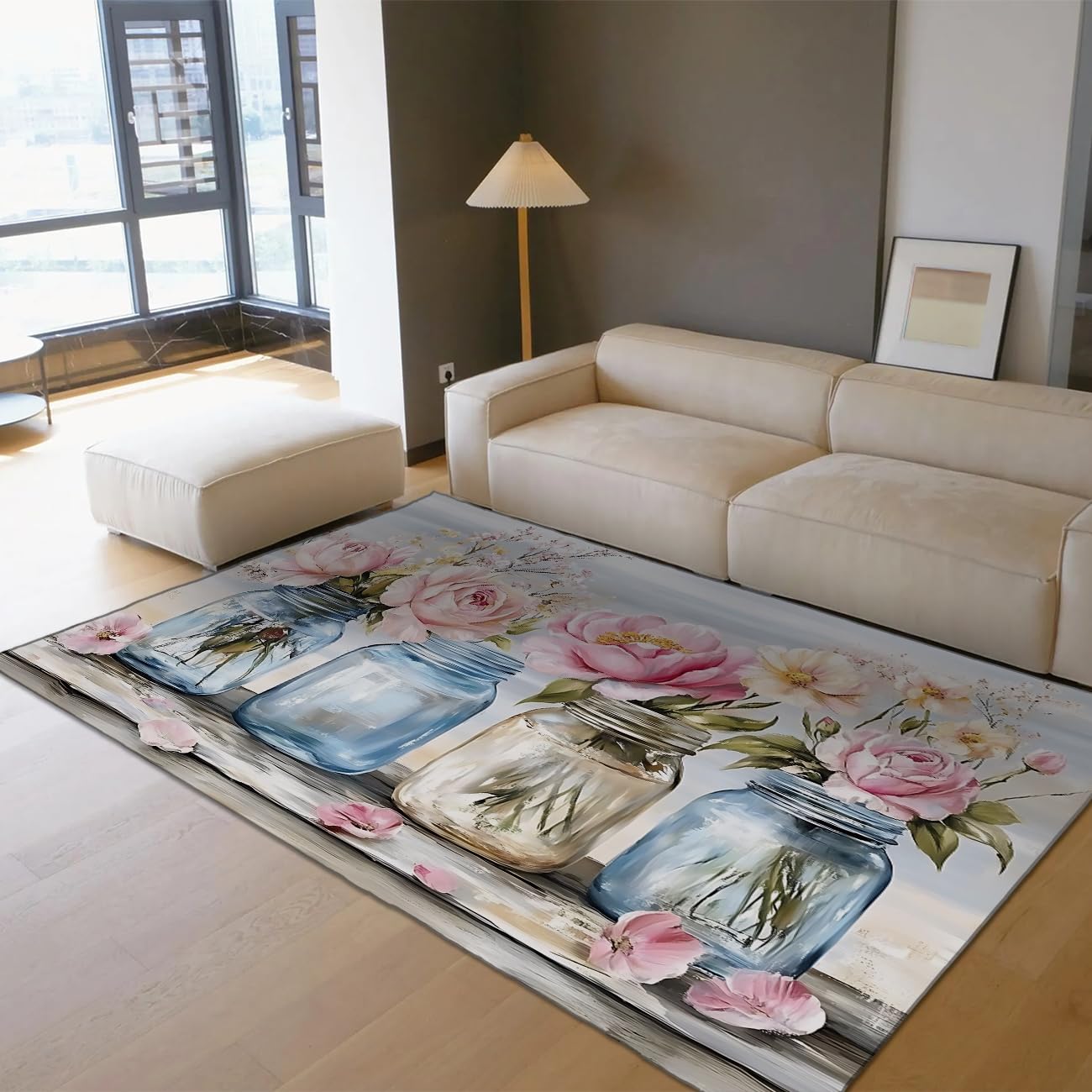 Tapis de salon rose 180x240 cm anti-glisse et facile à nettoyer pour régler les problèmes de taches
