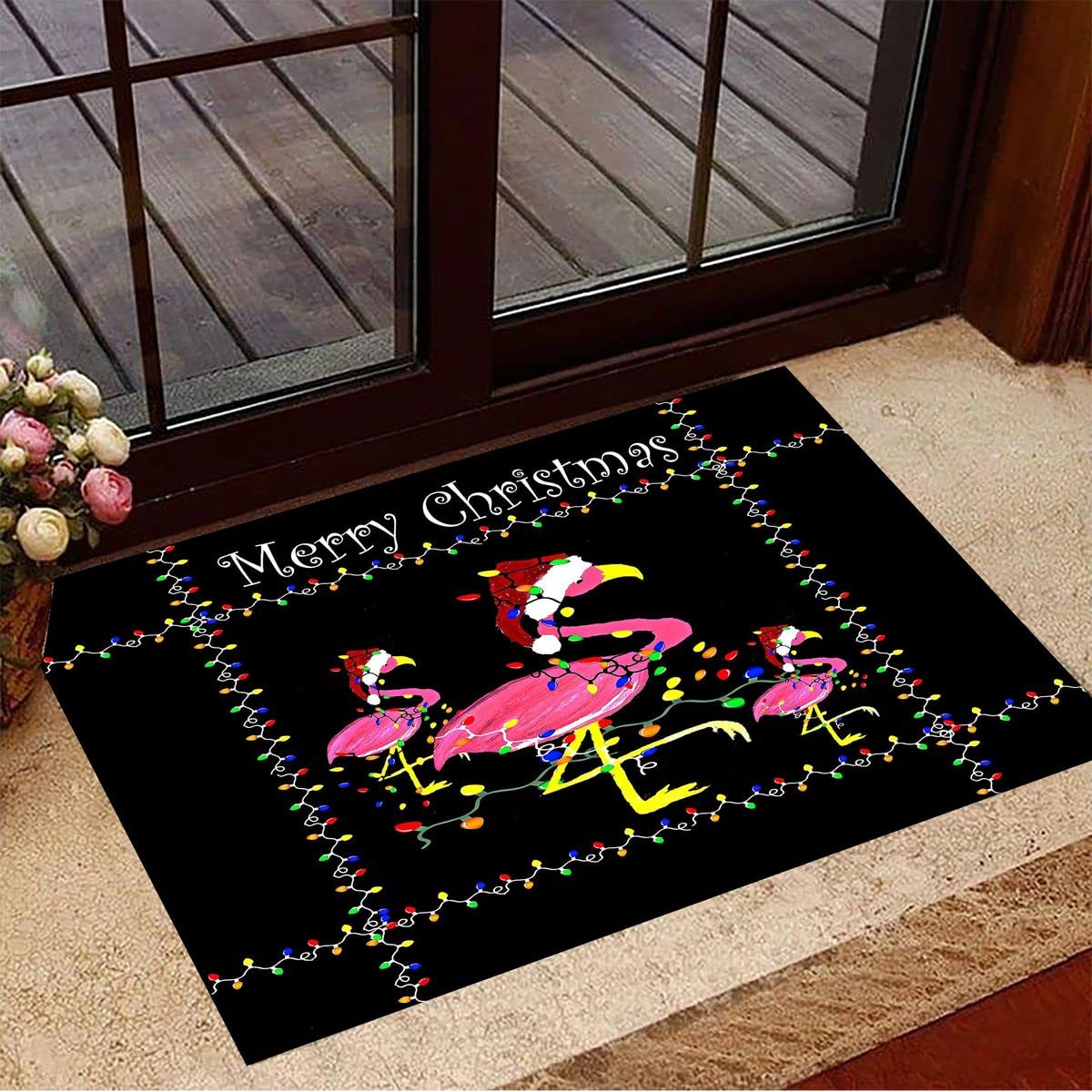 NA Felpudo Entrada casa Flamencos Navidad Luces navideñas Feliz Navidad Felpudo Buen mamá Hogar Decoracion Hogar Regalos