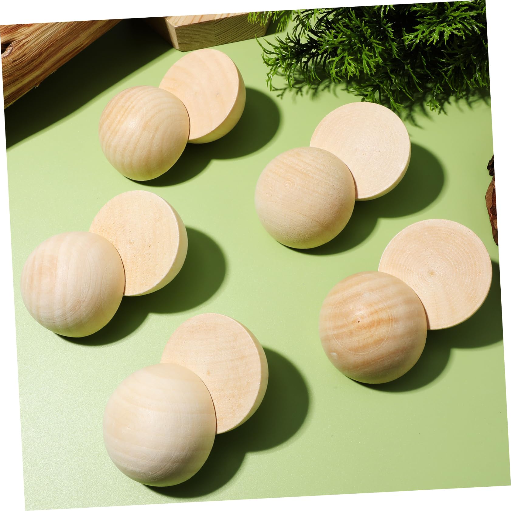 40 Medias Bolas de Madera sin Terminar, Superficie Lisa, 5cm, para Manualidades y Decoración, Fáciles de Pintar