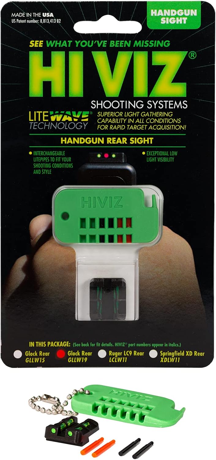 HIVIZHiViz GLLW19 Interchangeable Litewave Rear Handgun Sight for Glock 45 ACP/10mm/45 Gap
