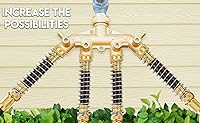 Vista 9 de Morvat Divisor de latón de 4 vías, conector de colector de manguera de jardín con válvulas de encendido/apagado de agarre cómodo, incluye kit