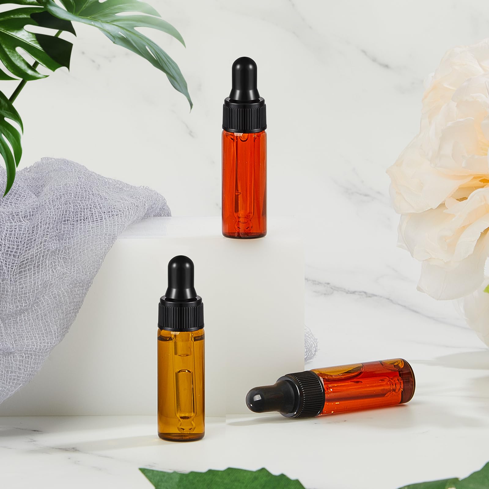 Didaey 200 mini frascos cuentagotas de vidrio, mini botellas cuentagotas de muestra, frascos de muestra pequeños con tapa para viajar, aceites esenciales, cosméticos líquidos, muestras de perfume