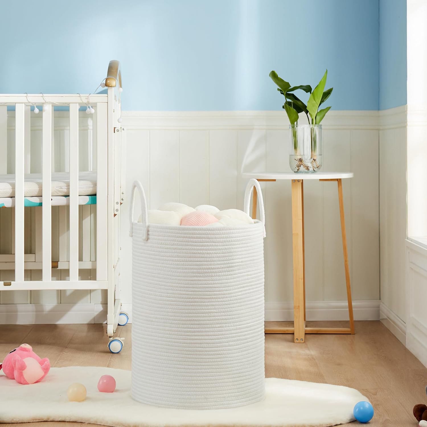 Laundry Basket, Blanket Basket for organizing Décor and Toys, Clothes Hamper, Perfect for Baby and Kids Room Nursery, Bedroom - Image 4