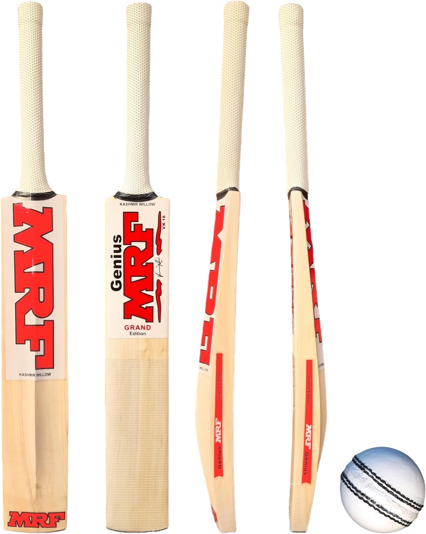 Aarav Willow Wood Kashmiri Willow Cricket Bat With White Leather Ball