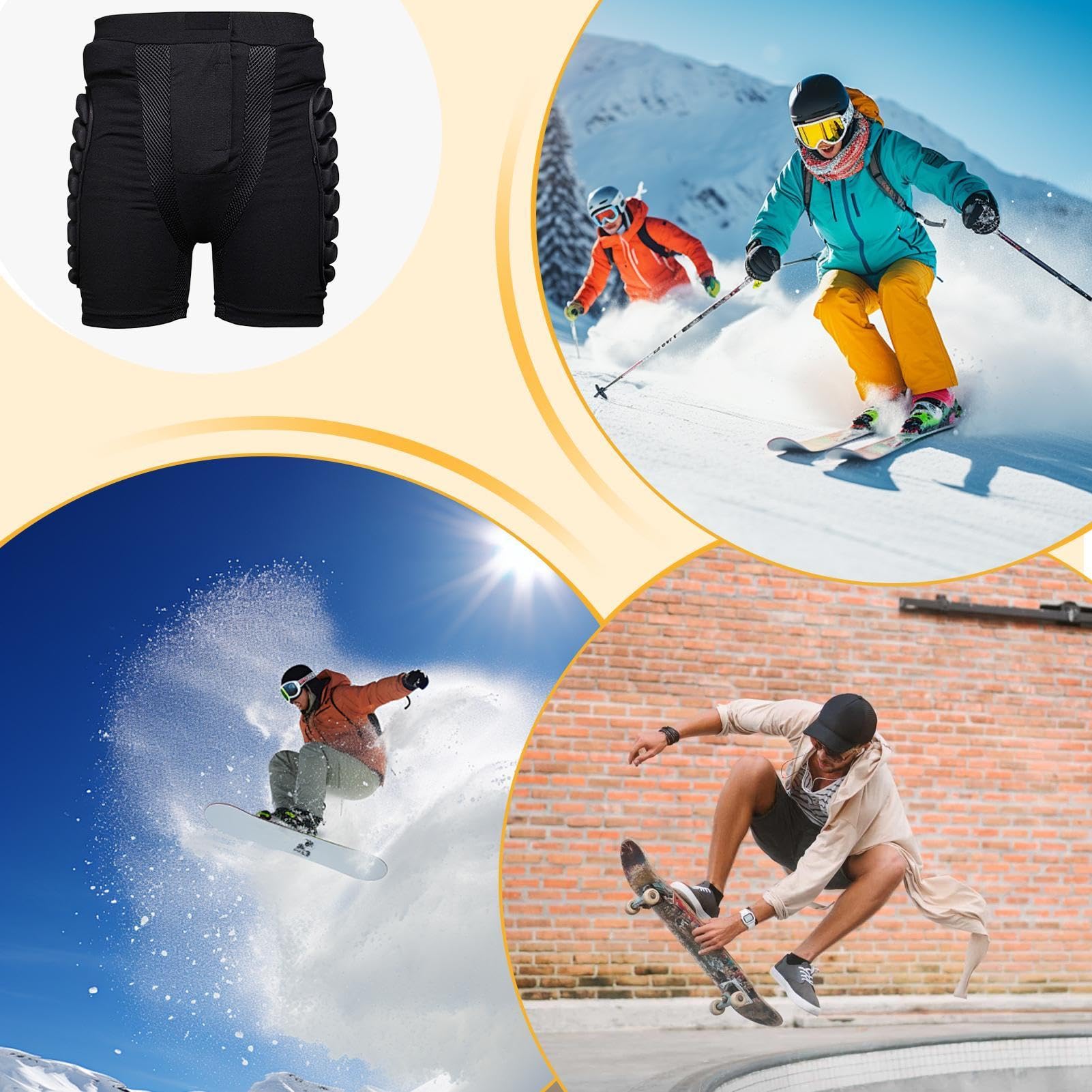 Short de Protection des Hanches, Coussinets de Fesses pour Le Patinage - Shorts rembourrés Shorts de Patinage,Protection de Pantalon de Protection, Coussinets de Protection des Hanches, Short de vélo