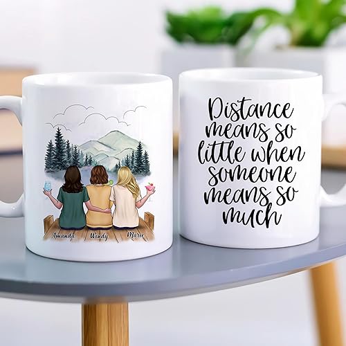 Miniatura 3 de Gossby Taza de café personalizada de la amistad, regalo personalizado de larga distancia para mujeres con diseño, nombre, Navidad, regalo de