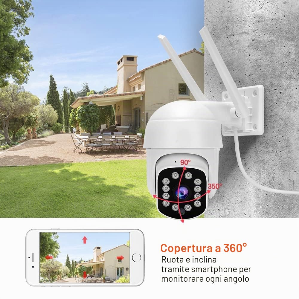 HiKam Telecamera di sorveglianza A9 2023 Gen, PT per esterni, con riconoscimento personale, risoluzione Ultra HD 2K, senza fili, IP WLAN, orientabile, con sirena, visione notturna, IP66, impermeabile