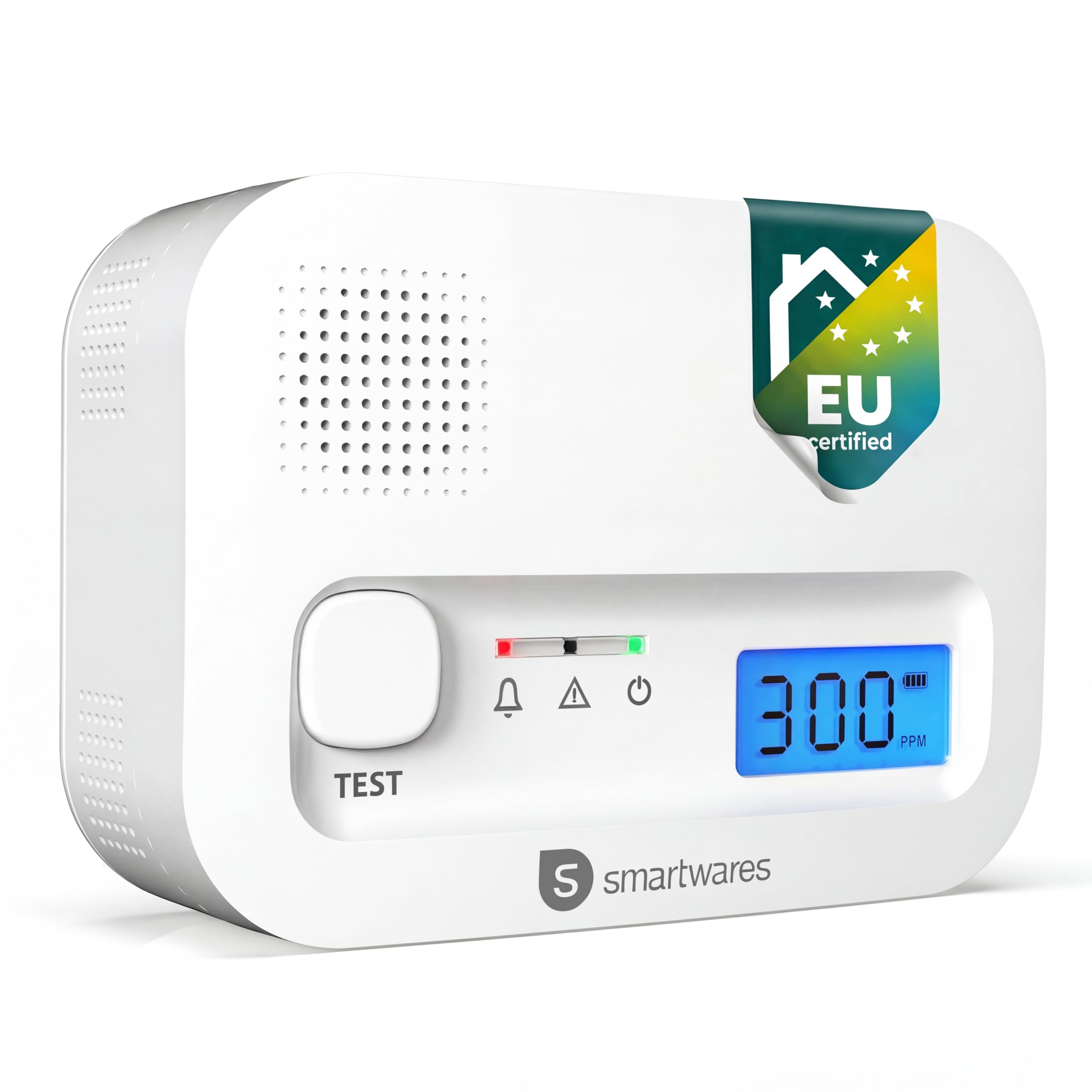 Smartwares Carbon Monoxide Detector - 10 Year Sensor - Digital Screen - Display and Test Button - FGA-13041