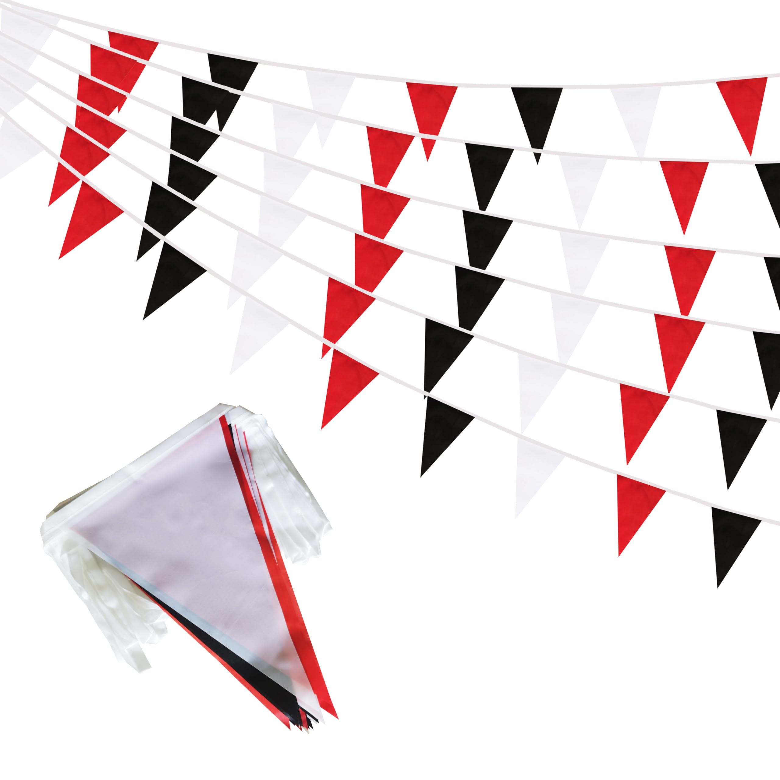 50 Feet Red Black & White Pennant Banner Flags String Hanging Red Black & White Triangle Bunting Flags,Party Decorations for Grand Opening,Party Events,30 Pcs