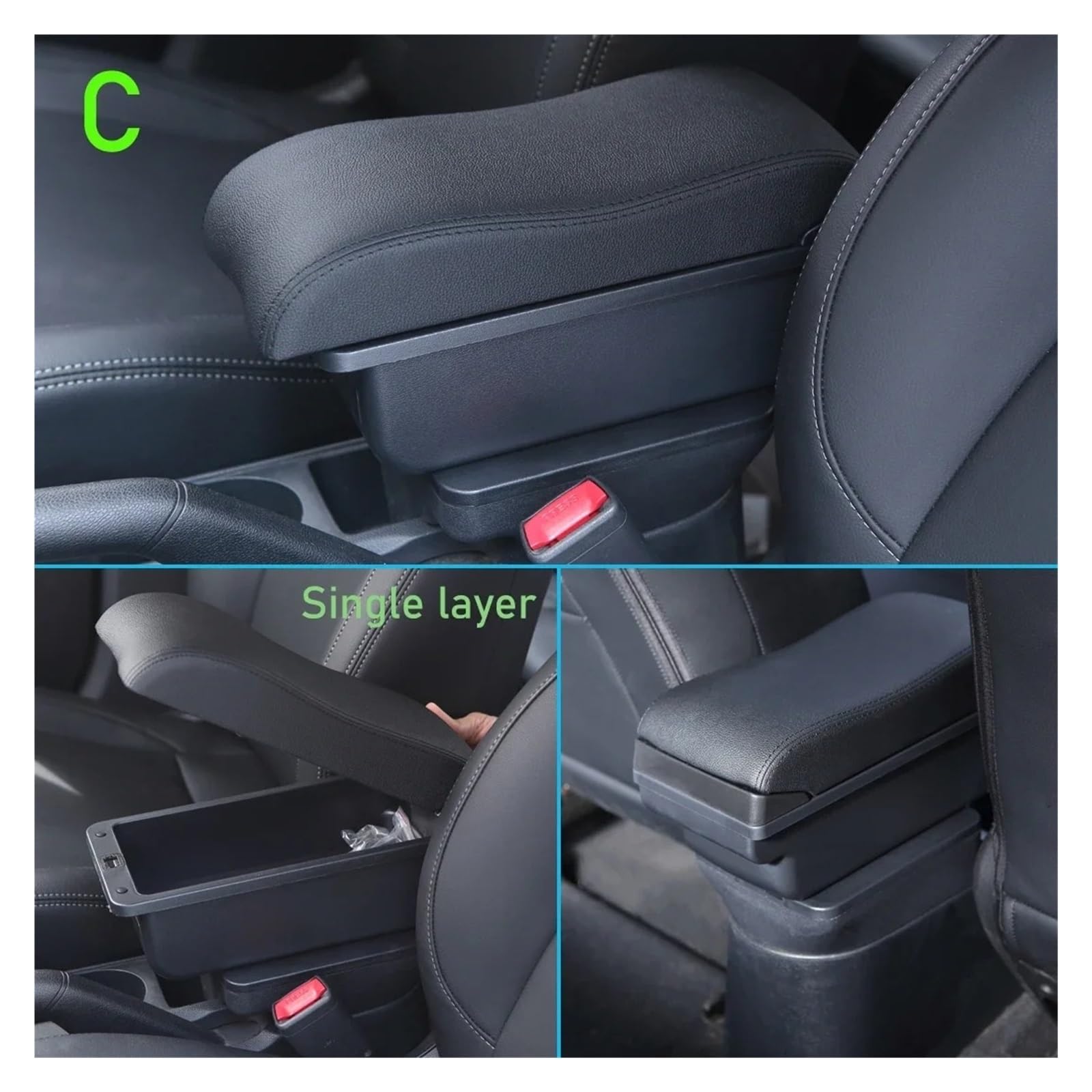 Bracciolos centrales Per Peugeot 307 2001-2008 Bracciolo Box Accessori Per Auto Vano Portaoggetti Automatico Dettagli Interni Rialzati Bracciolo centrale per auto(C Black white NoUSB)