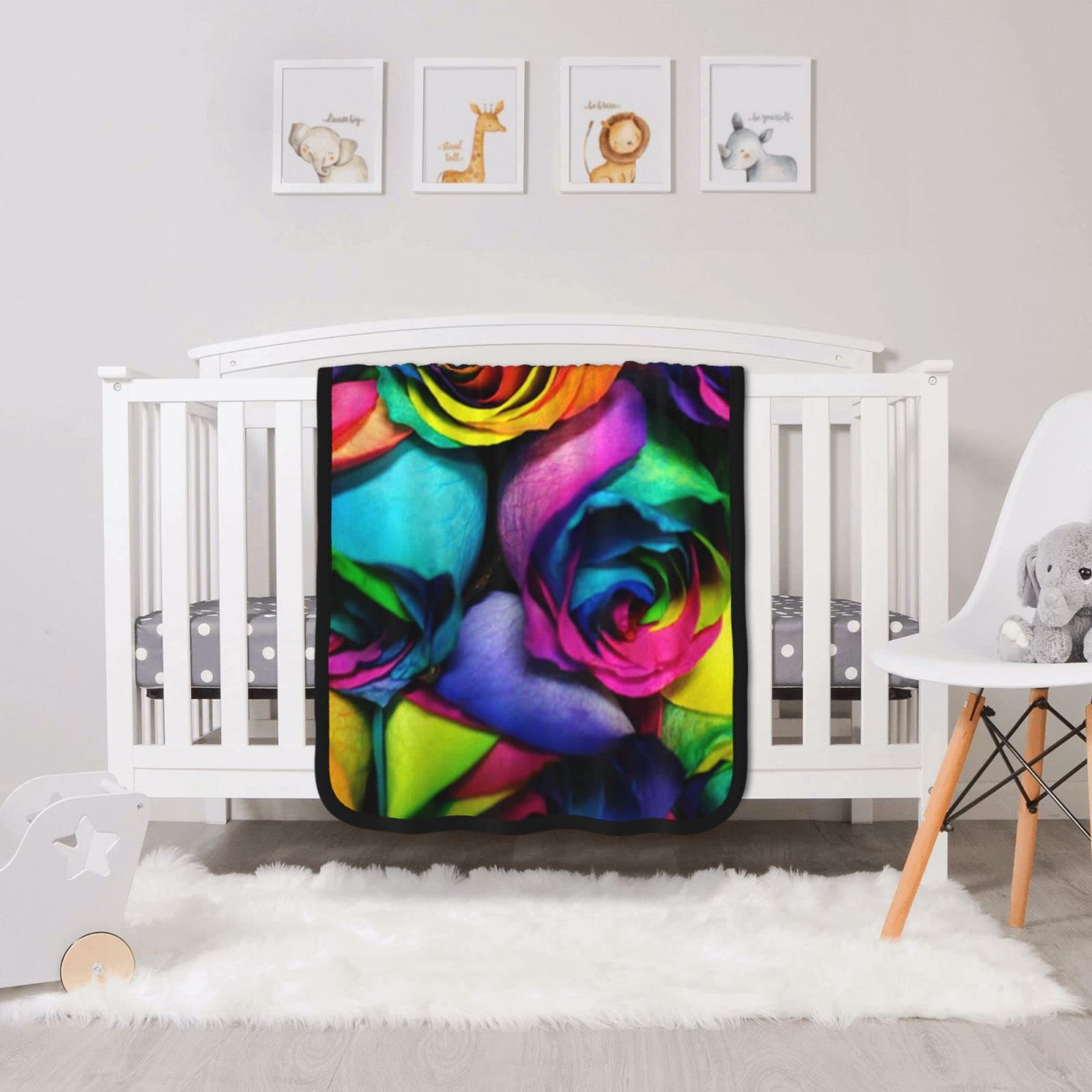 Couverture rose arc-en-ciel flanelle double face pour rester au chaud