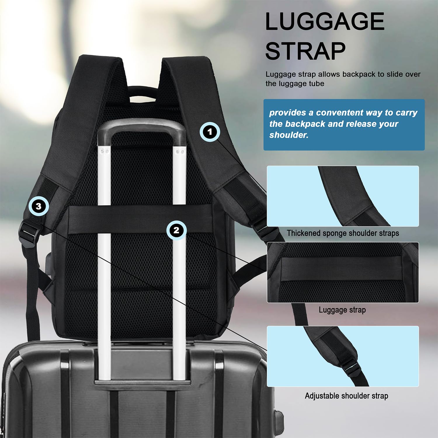 NIYX Rocco Black Bagpack | Backpack for Men | Shoulder Backpack 4